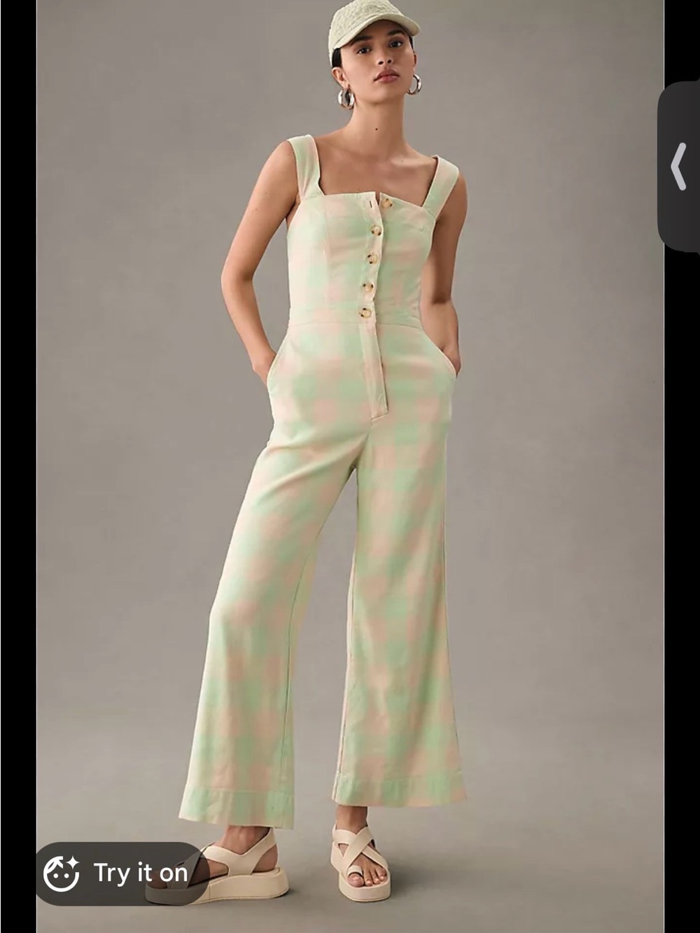 NWT - Maeve - Anthropologie Pastel Green and Pink Wide-Leg Jumpsuit